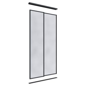 Lugna 2400 x 1200mm Black Mirror Wardrobe Double Sliding Doors