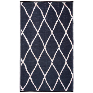 Fab Habitat 180x270cm Black And Natural Nairobi Diamond Recycled Plastic Outdoor Rug