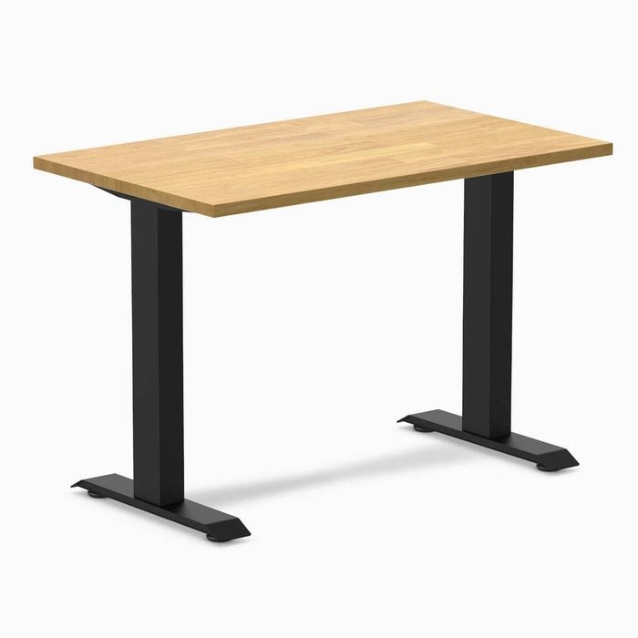 Desky Fixed Height Mini Light Oak Rubberwood Desk 1000 X 600mm Matte Black Frame