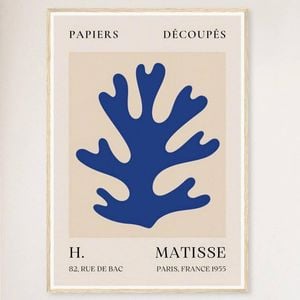 Galrie Papiers Découpés Blue H. Matisse Print (1955) Elegant for your Home, Wood Frame, A1 60 x 84cm (23 x 33inch)