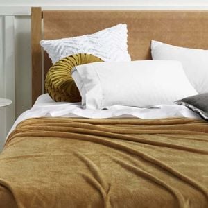 Accessorize Bedroom Collection 240cm x 260cm Gold Super Soft Plush Blanket QB/KB