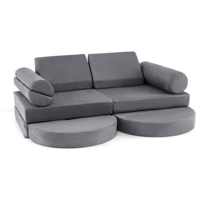 Costway 13PCS Modular Play Couch Buiding Blocks Sectional Foam Sofa Grey