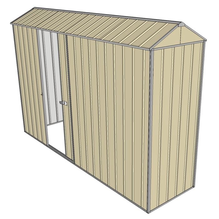 Build-a-Shed 0.8 x 3 x 2.1m Gable Single Sliding Side Door Shed - Cream