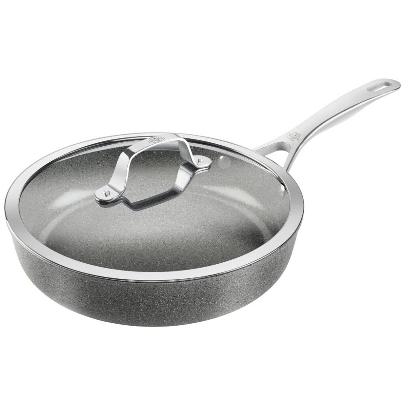 Ballarini Salina Granitium Casserole - 28cm Grey Low Serving Pan With Glass Lid