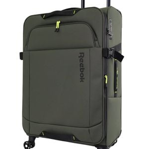 Reebok Pro Large Leather Film Soft Shell Suitcase Travel Luggage 78cm Khaki