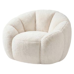 Levede Bean Bag Chair Faux Rabbit Fur Floral Shaped Reading Sofa Chair White