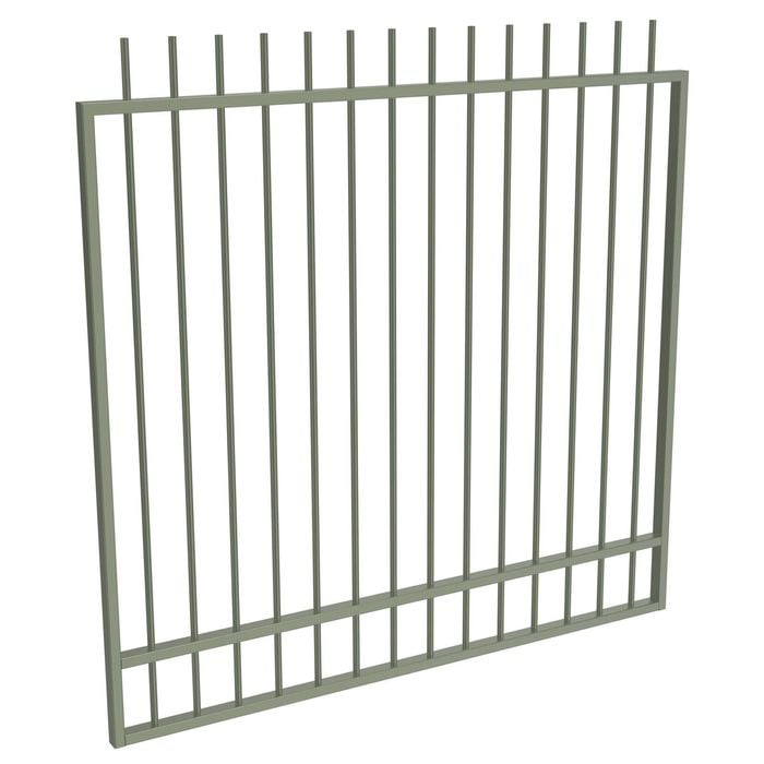 ProtectorAl 1201 - 1500 x 1500mm Pale Eucalypt Aluminium Garden Gate Picket Top With Mid Rail