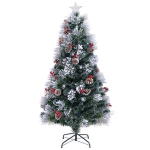 Costway 1.8M Snowy Christmas Tree Pine Cones Shell Lights Xmas Tree w/8 Lighting Modes