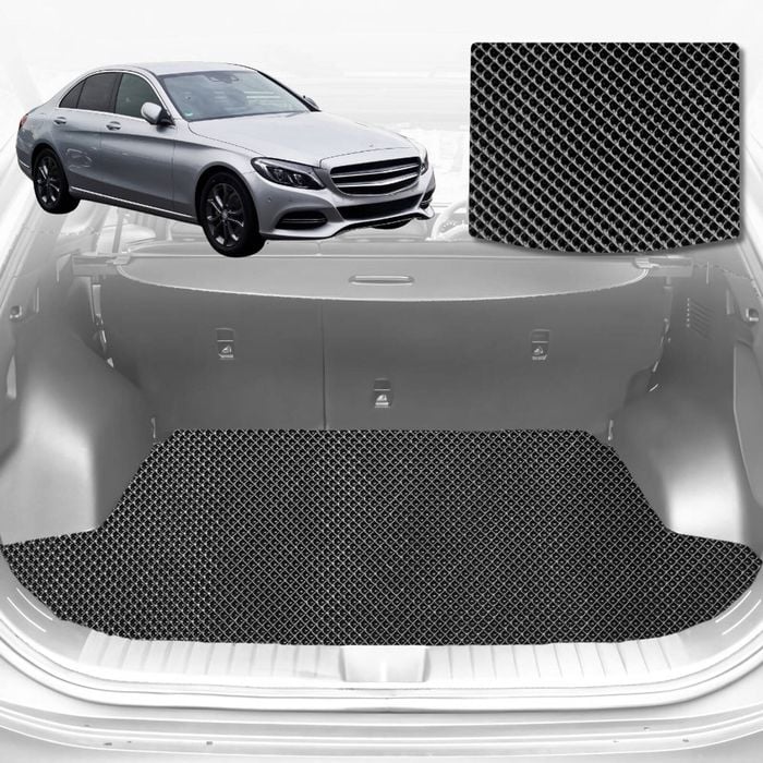 6D Diamond Car Boot Mat for Mercedes-Benz C-class Sedan (W205)2014-2021-Sedan-Cargo Mat-Black-Outback GT