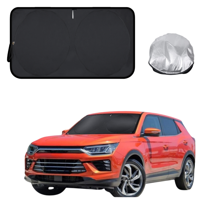 Front Windscreen Sun Shade for SsangYong Korando 2019 - Current C300 - Standard 150 x 85 cm - Black