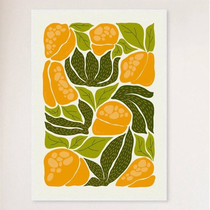 Galrie Vibrant Yellow Bell Pepper Art Print - Abstract Kitchen Wall Decor, White Frame, A0 84 x 119cm (33 x 47inch)