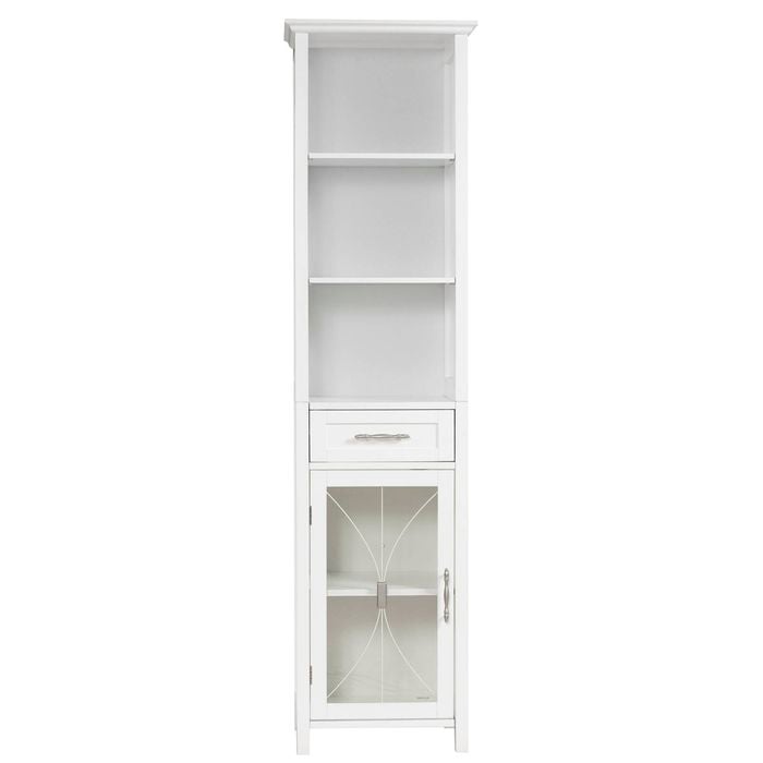 Teamson Home Delaney Multifunctional Linen Tower with Cathedral-Style, White