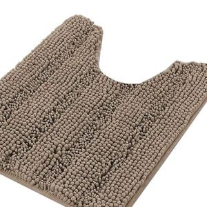 Smarcute 1 Piece U-shape 50cm x 50cm Non-slip Thick Soft Chenille Bath Mat Rug Khaki