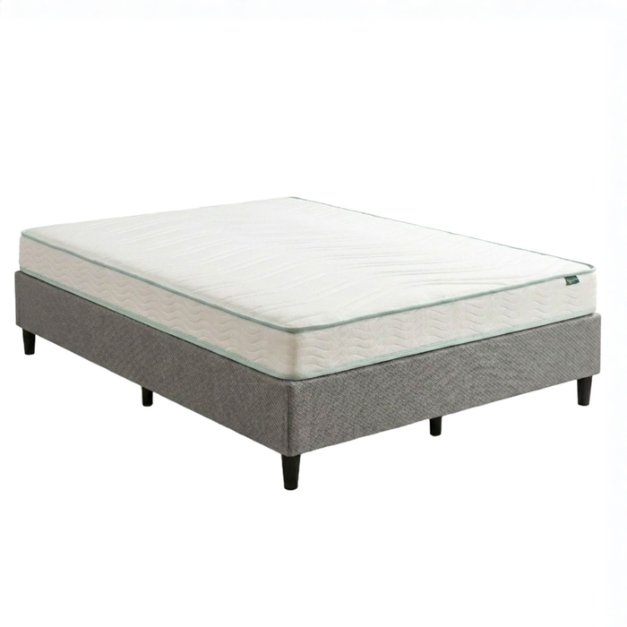 Zinus King Single Dark Grey Fabric Bed Base & Mattress Set, Essential Bonnell Inner Spring