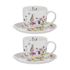 2x 2pc Ashdene Garden Soiree Cup & Saucer Bone China Tea Drinkware Floral