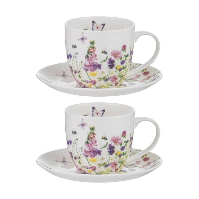 2x 2pc Ashdene Garden Soiree Cup & Saucer Bone China Tea Drinkware Floral