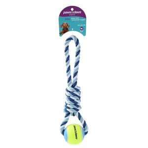 Paws & Claws Rope & Tennis Ball Tugger 29cm Assorted