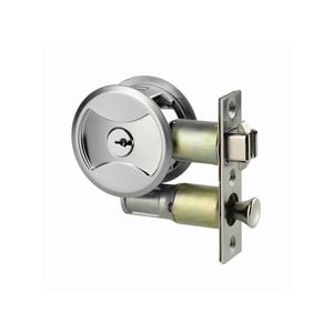 Lockwood Satin Chrome Pearl Symmetry Round Entrance Cavity Sliding Door Set
