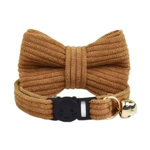 Anypet Large Cat Collar Choco Brown Bow with Bell and Durable Safety Buckle