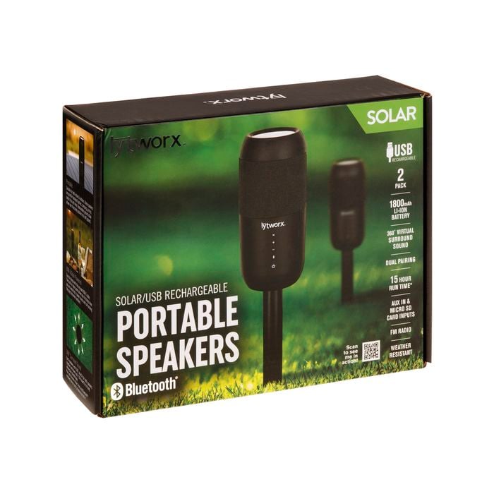 Lytworx Solar/USB Portable Bluetooth Speakers - 2 Pack