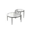 Seek and Ramble Gatsby Set Of 2 Coffee & Side Tables Fluted Glass Gunmetal Bundle