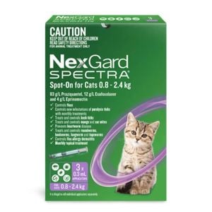 NexGard Spectra Spot-On For Cats 0.8 - 2.4 Kg 3PK  WNGSOCS3