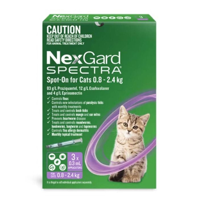 NexGard Spectra Spot-On For Cats 0.8 - 2.4 Kg 3PK  WNGSOCS3