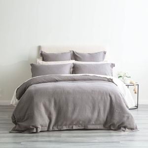 Renee Taylor Elegance Waffle Cotton Jacquard Quilt Cover Set King Fossil