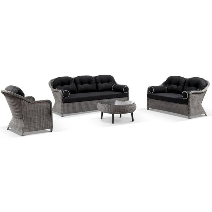 Plantation Outdoor Wicker 3+2+1 Seater Lounge Set With Coffee Table