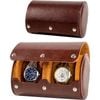 Catzon Watch Travel Case Leather Portable Roll Organizer-brown2slot
