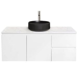 CIBO 1200mm White Lume Wall Hung Bathroom Vanity with Black Basin
