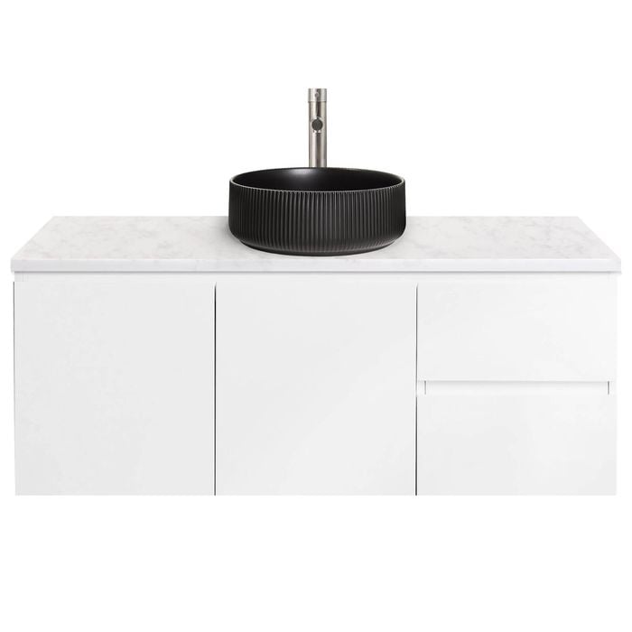 CIBO 1200mm White Lume Wall Hung Bathroom Vanity with Black Basin