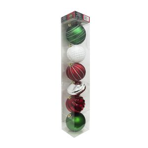 Deck The Halls Jumbo Bauble Ornameny - 6 Pack