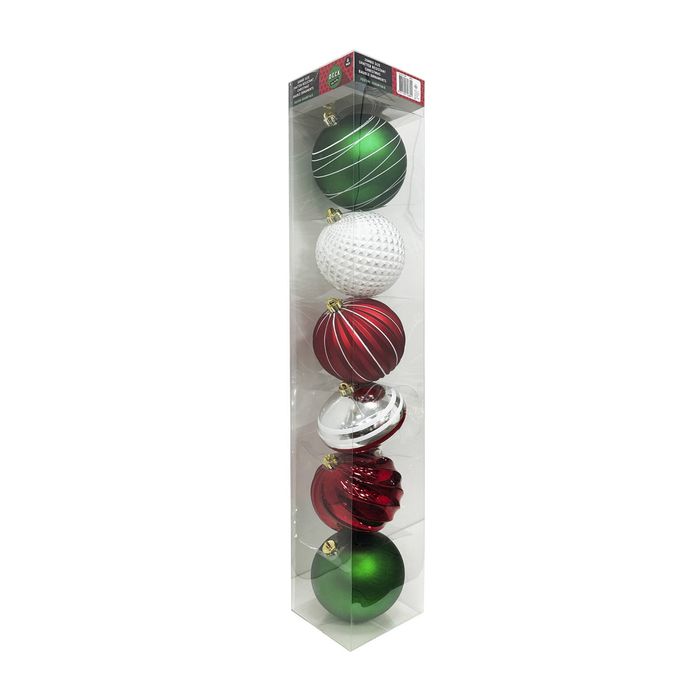 Deck The Halls Jumbo Bauble Ornameny - 6 Pack