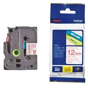 Brother 12mm Red on White TZE Tape Cartridge