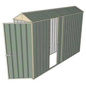 Build-a-Shed 0.8 x 3 x 2.1m Gable Single Hinged Door Shed with Single Sliding Side Door - Green