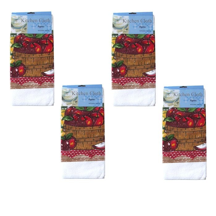 Just Comfort Set of 4 Microfibre Printed Tea Towels Apples