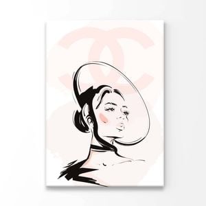 Black Peach Colored Girl Print 100% Australian Made 100x150cm (Stretched Canvas)