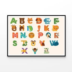 New (Laminated) Cute Animal Alphabet A-Z   Educational Chart Picture Print 60x90cm Poster