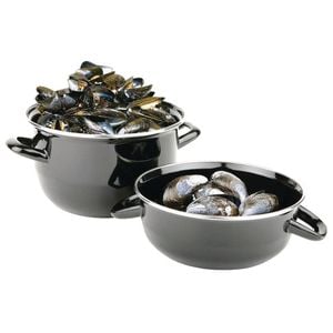 Olympia Mussel Pot with Lid Stainless Steel Black Stockpot Saucepan Cookware 1.5kg 220mm