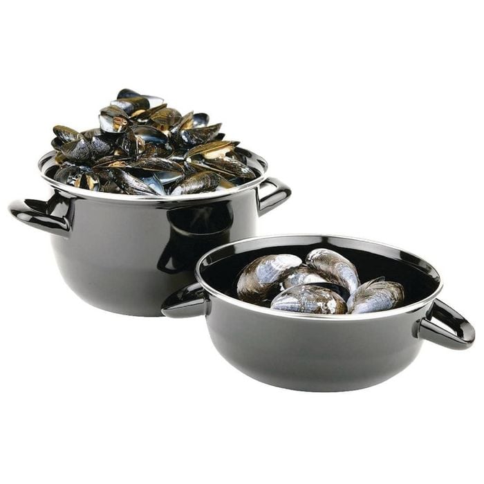 Olympia Mussel Pot with Lid Stainless Steel Black Stockpot Saucepan Cookware 1.5kg 220mm