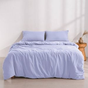 Dreamaker Superfine Washed Microfibre Quilt Cover Set Lilac Double Bed