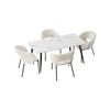 Oikiture 5PCS Dining sets 120cm Rectangle Table with Chairs Sherpa White