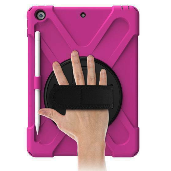 StylePro Shockproof iPad Case With Rotating Stand And Hand-strap For iPad 10th and 11th gen Pink