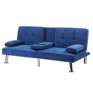 Oikiture Sofa Bed Cup Holder Velvet Blue
