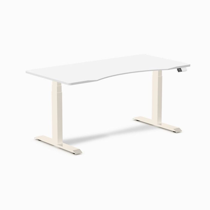 Desky Dual Ergo Edge Sit Stand Desk Wheat Frame 150cm