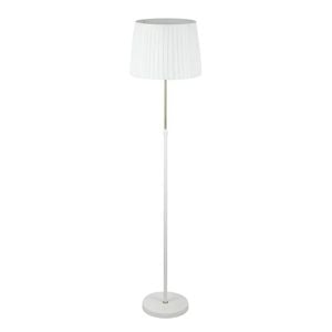 Cla Lighting Crecer Interior Height Adjustable Slanted Pleated Shade Floor Lamp With White Shade And Antique Brass Highlight