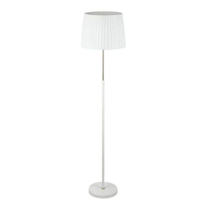 Cla Lighting Crecer Interior Height Adjustable Slanted Pleated Shade Floor Lamp With White Shade And Antique Brass Highlight