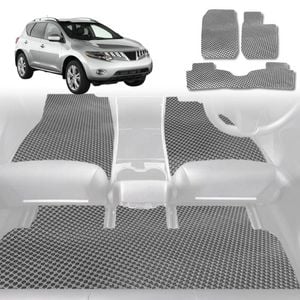 6D Diamond Car Floor Mats for Nissan Murano 2009-2015-Full Set-Grey-Outback GT