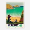Galrie Newquay on the Cornish Coast Vintage Travel Poster Charm Décor, Poster Only, 50 x 70cm (20 x 28inch)